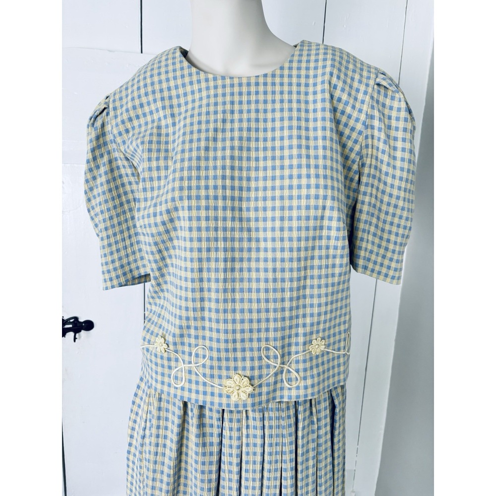 Vintage 90s Jessica Howard Gingham Dress Set Cottagecore Prairie 2pc Size 14